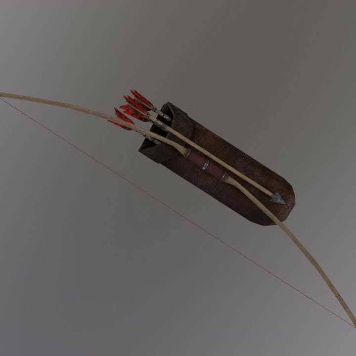 Bow arrow quiver Low-poly 3D model_11