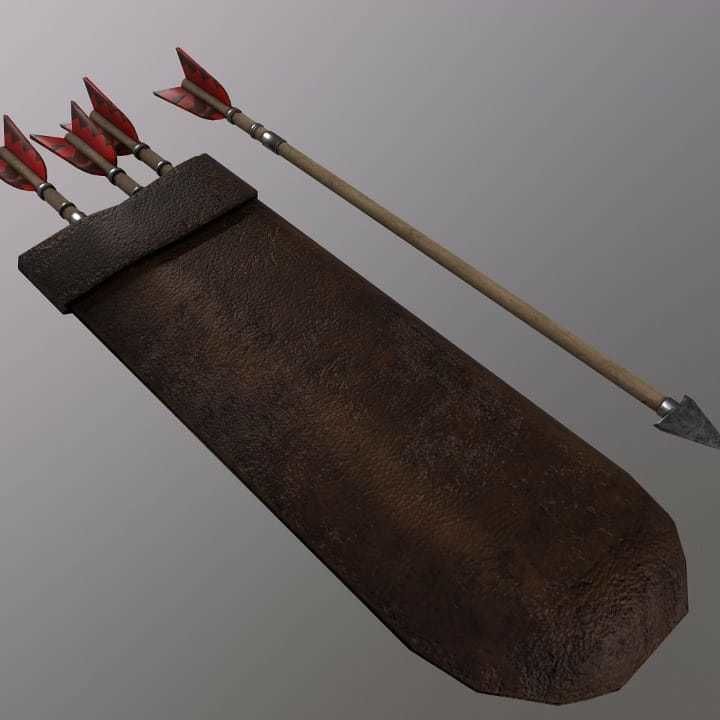 Bow arrow quiver Low-poly 3D model_10