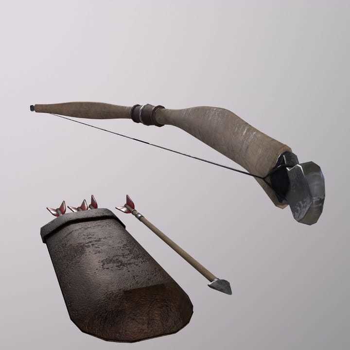 Bow arrow quiver Low-poly 3D model_8