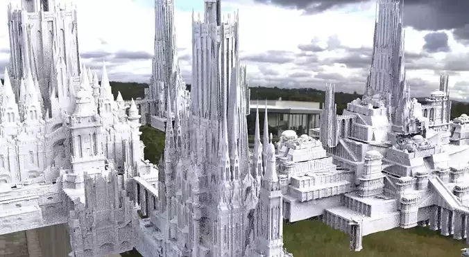 Asgardian City of the Gods Kitbash 3D model