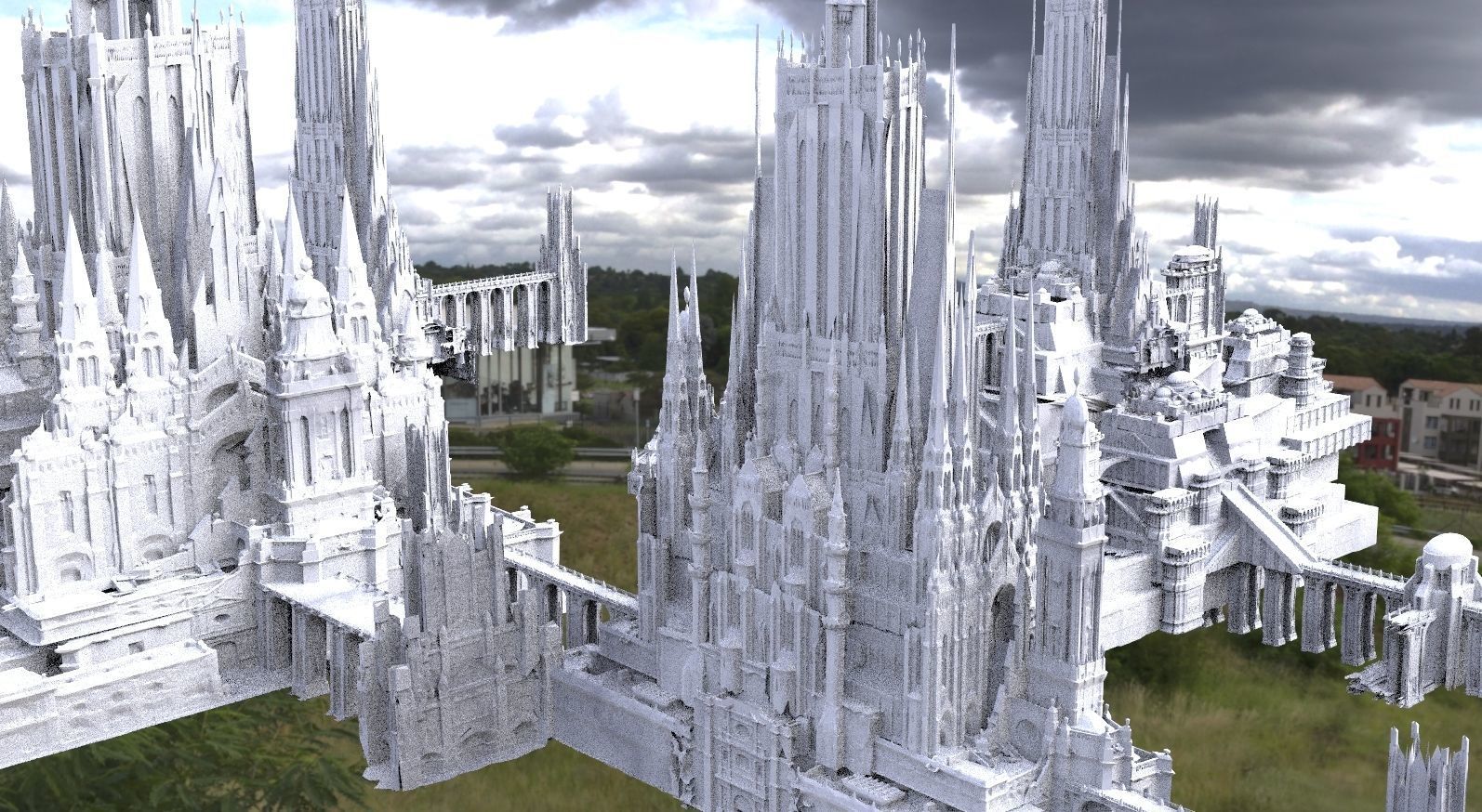Asgardian City of the Gods Kitbash 3D model_1
