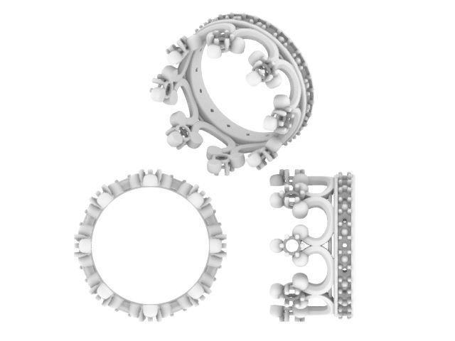 Ruby Crown Ring  3D print model_11