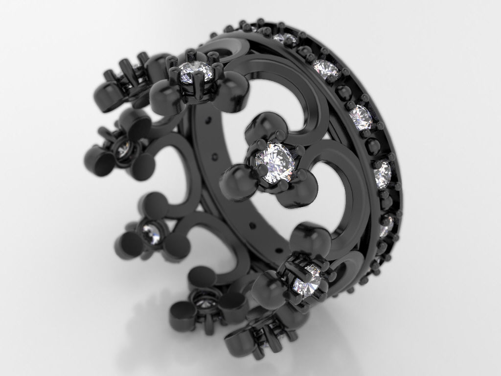 Ruby Crown Ring  3D print model_3