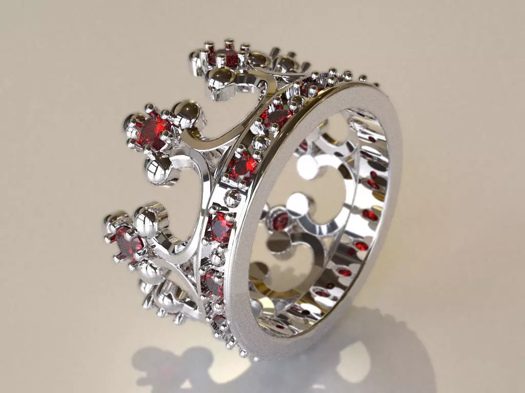 Ruby Crown Ring  3D print model_0