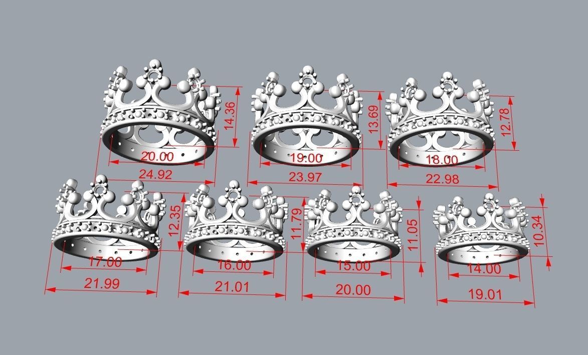 Ruby Crown Ring  3D print model_4