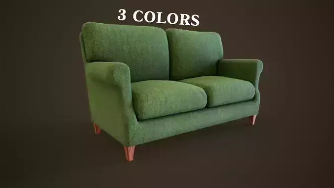 Old classic sofa Low-poly 3D model