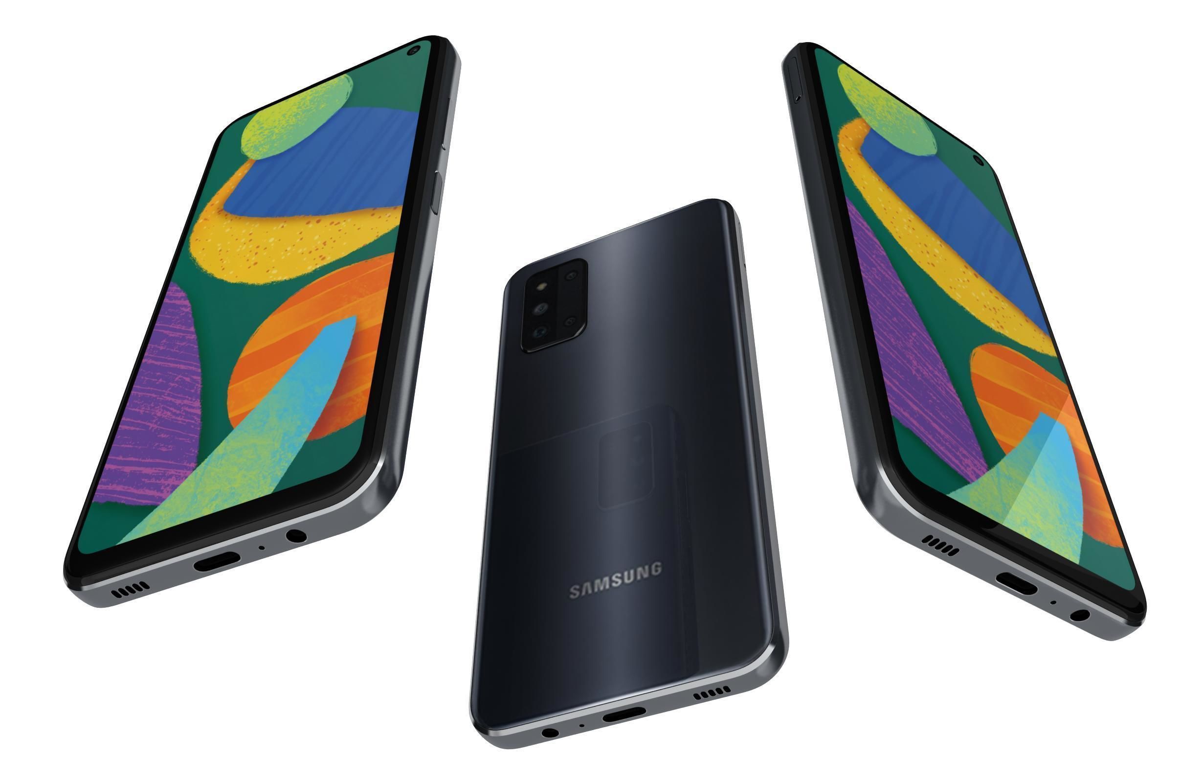 Samsung Galaxy F52 5G Black And White 3D model_2