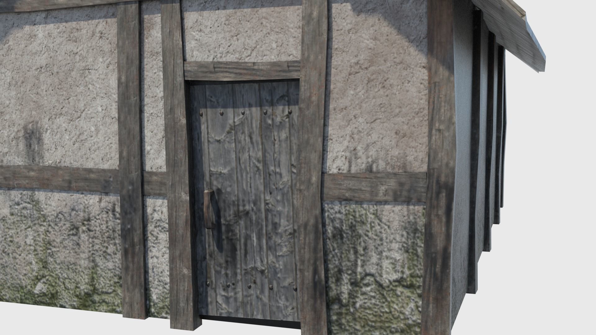 Medieval tower castle and stable Low-poly 3D model_12