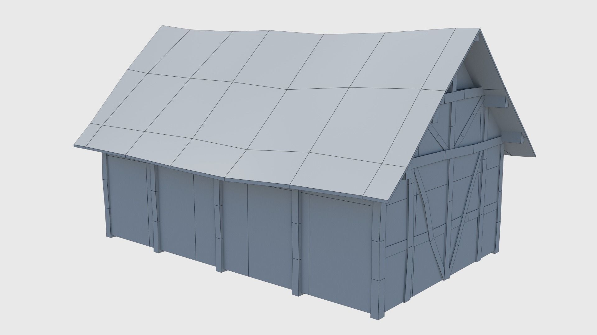 Medieval tower castle and stable Low-poly 3D model_31