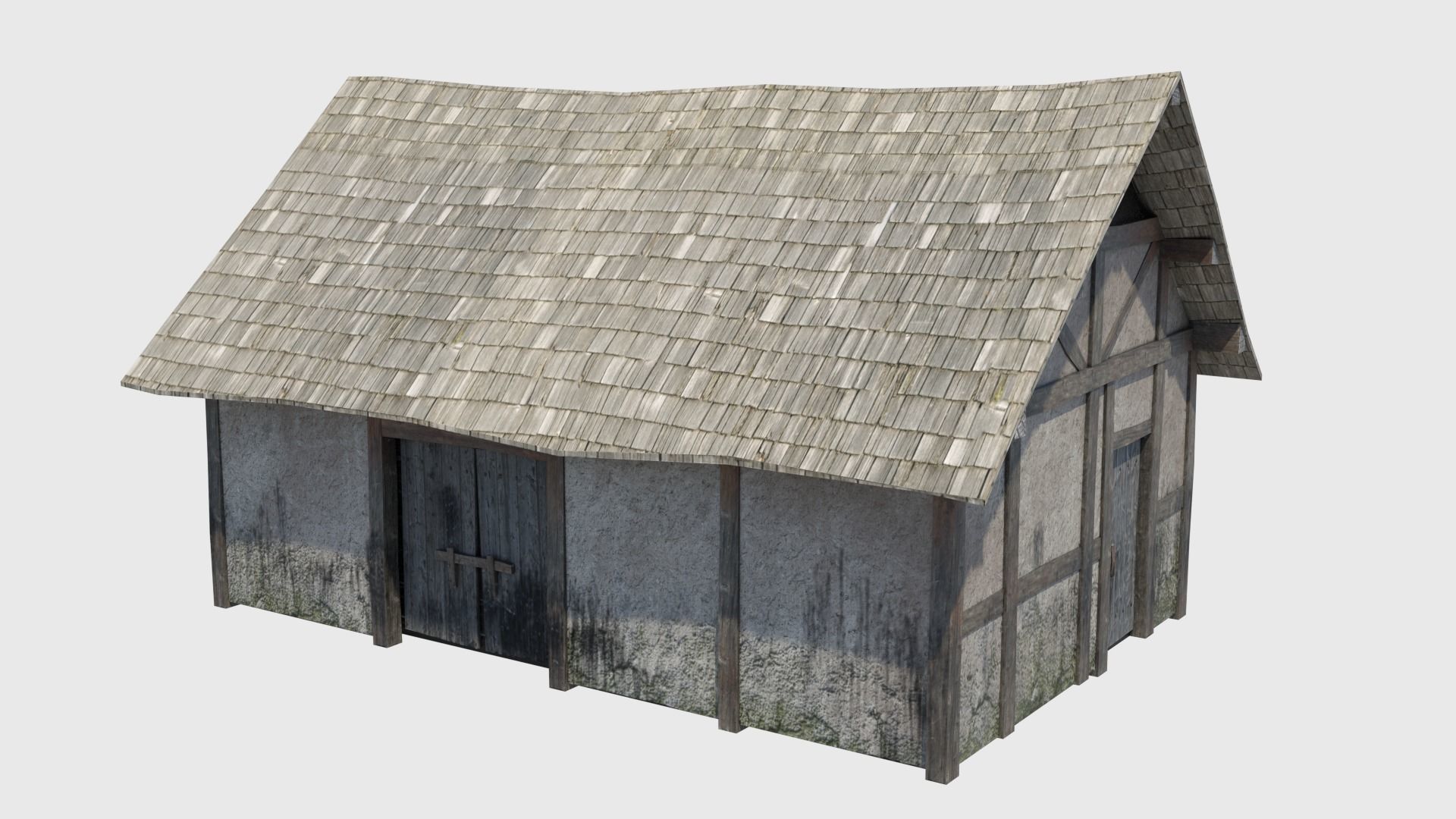 Medieval tower castle and stable Low-poly 3D model_8