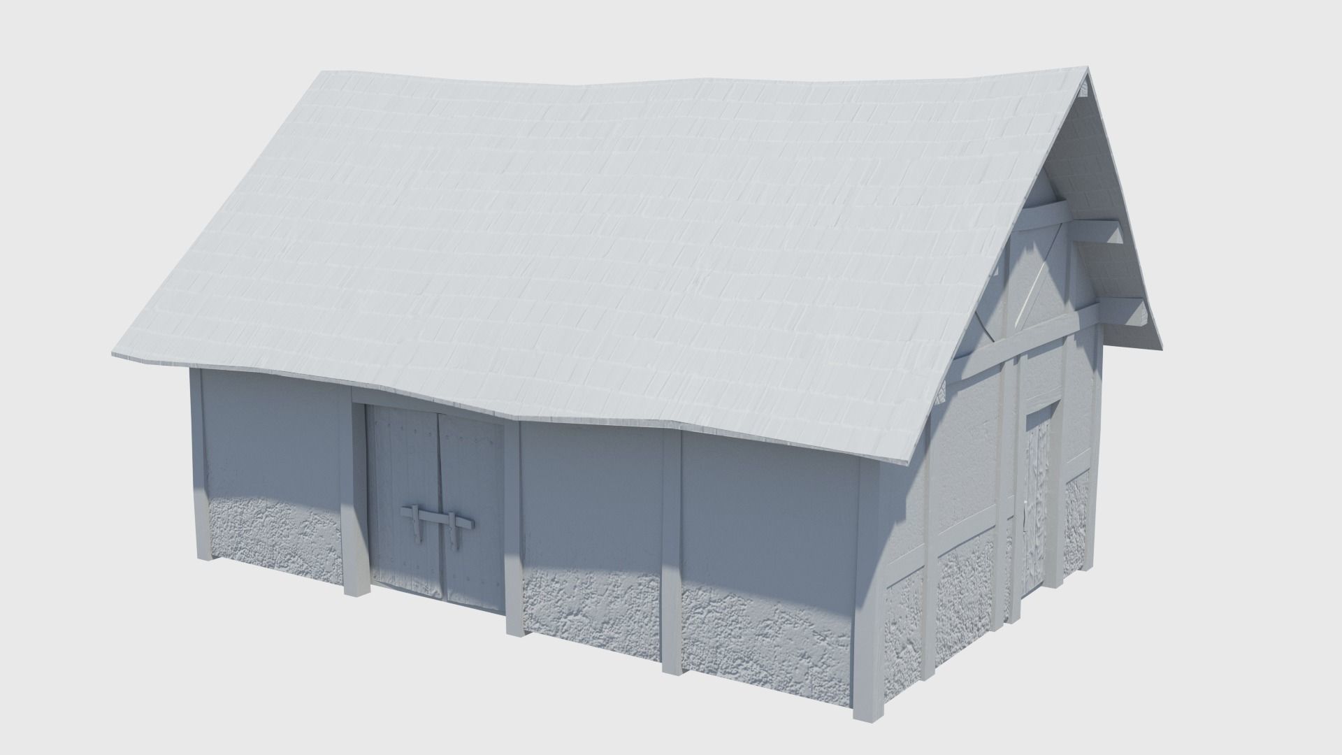 Medieval tower castle and stable Low-poly 3D model_34