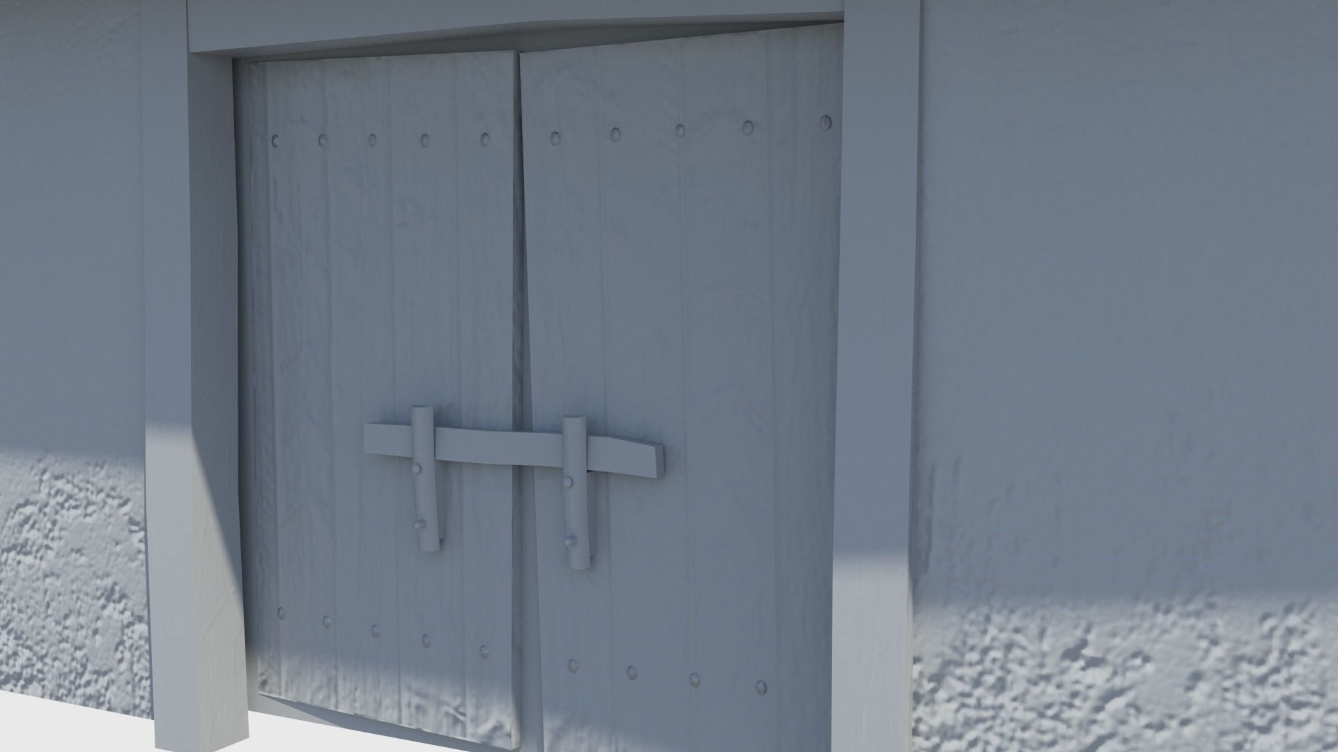 Medieval tower castle and stable Low-poly 3D model_40