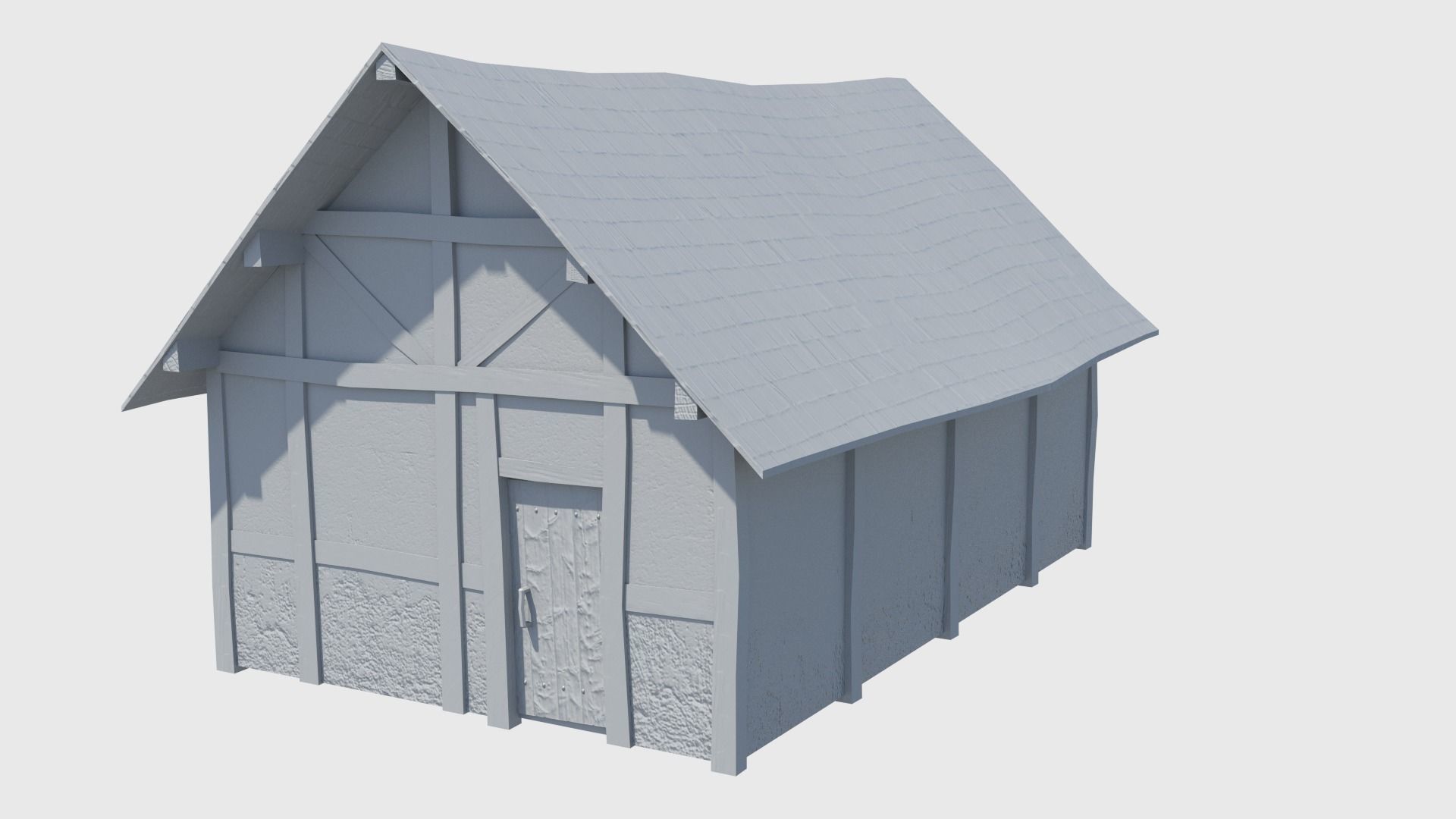 Medieval tower castle and stable Low-poly 3D model_24