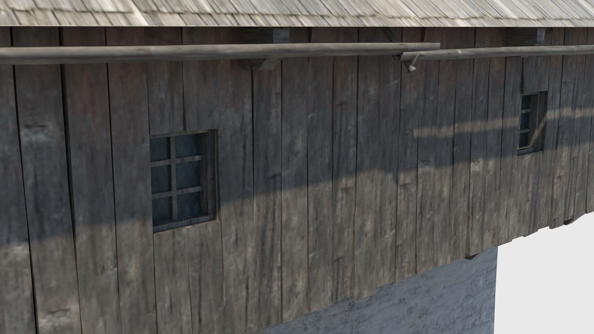 Medieval tower castle and stable Low-poly 3D model_15