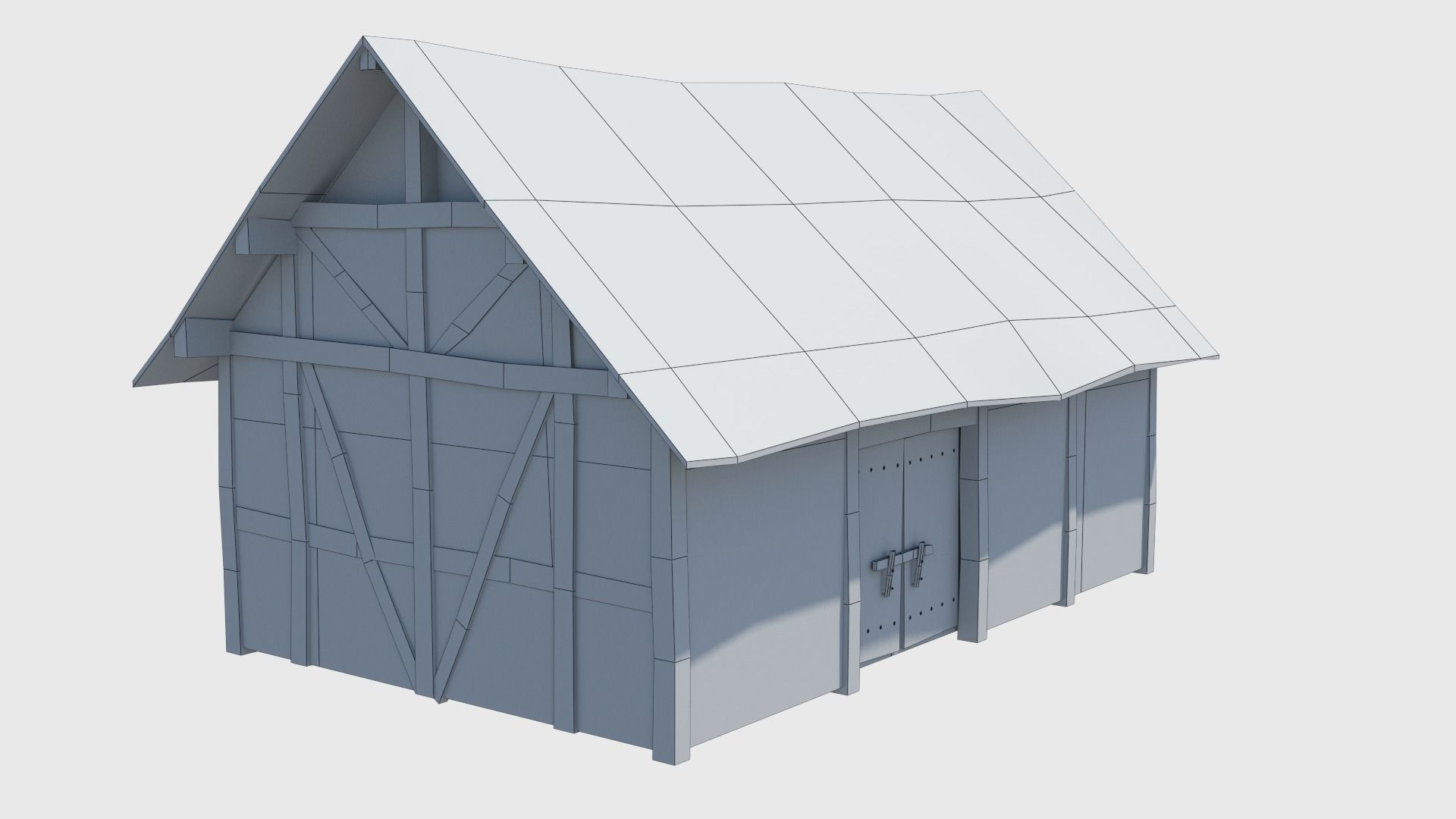 Medieval tower castle and stable Low-poly 3D model_33