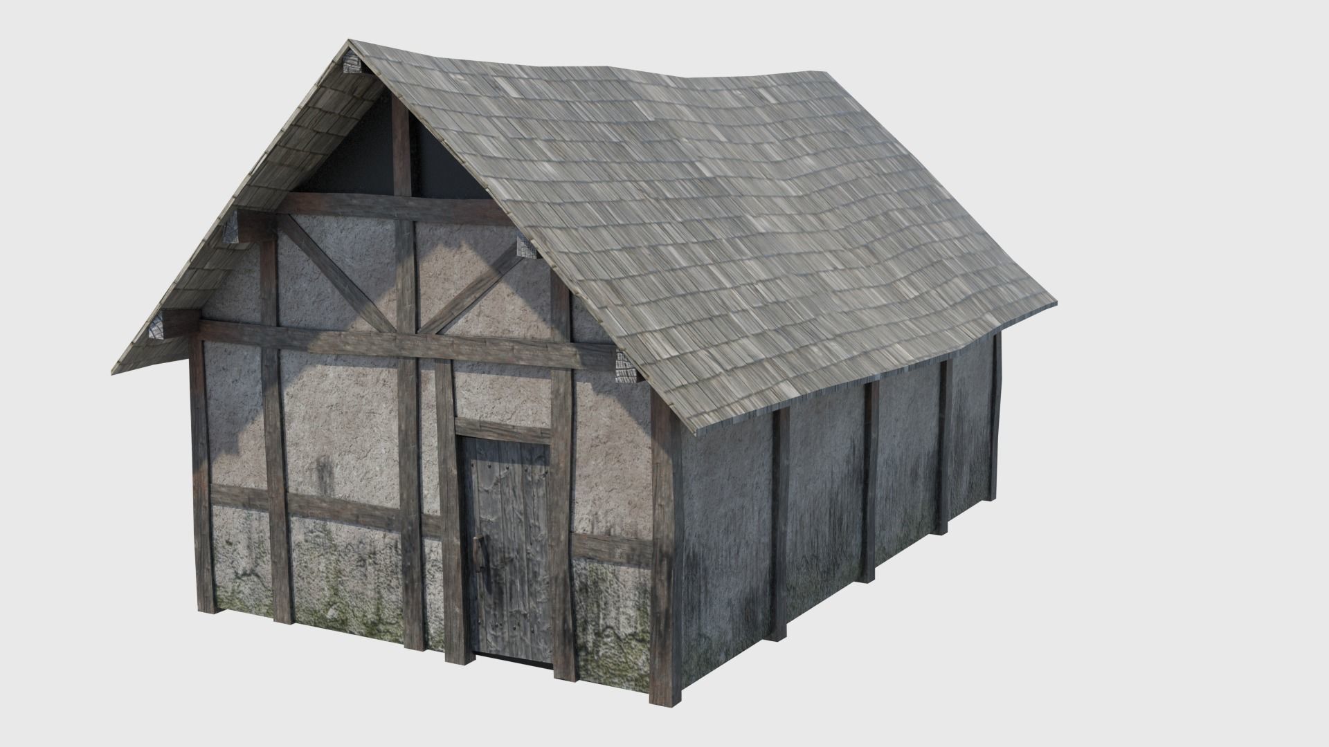 Medieval tower castle and stable Low-poly 3D model_11