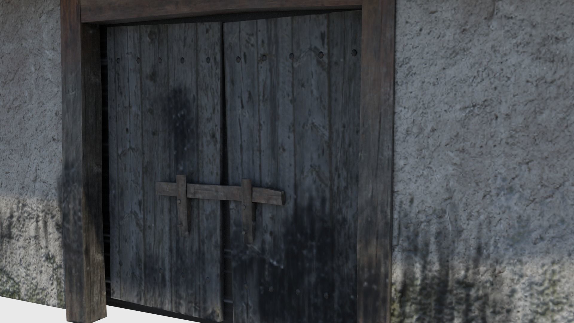 Medieval tower castle and stable Low-poly 3D model_13