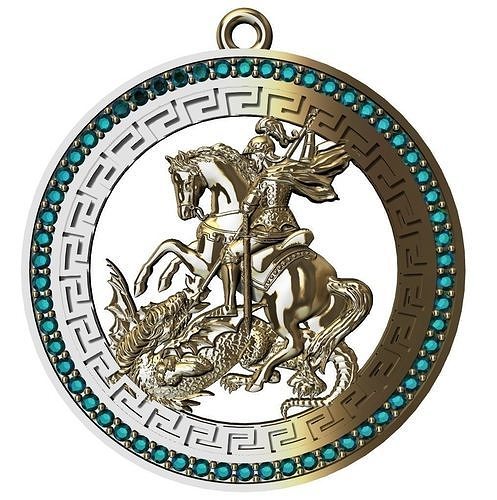 Saint George Medal Sao Jorge pingente 3D Print Model 3D print model