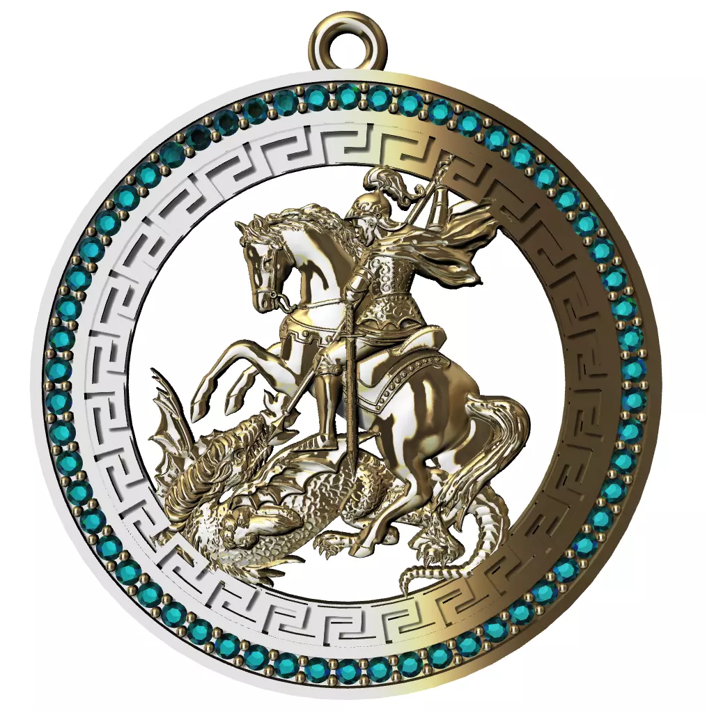 Saint George Medal Sao Jorge pingente 3D Print Model 3D print model_0