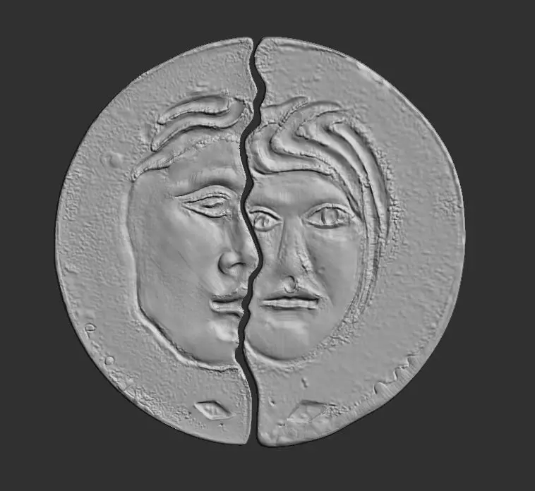 Jewelry gold coin with two faces 3D print model