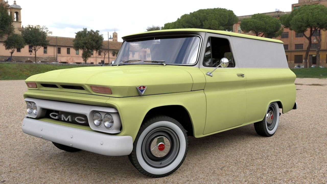 GMC PANEL TRUCK 1964 3D model_8