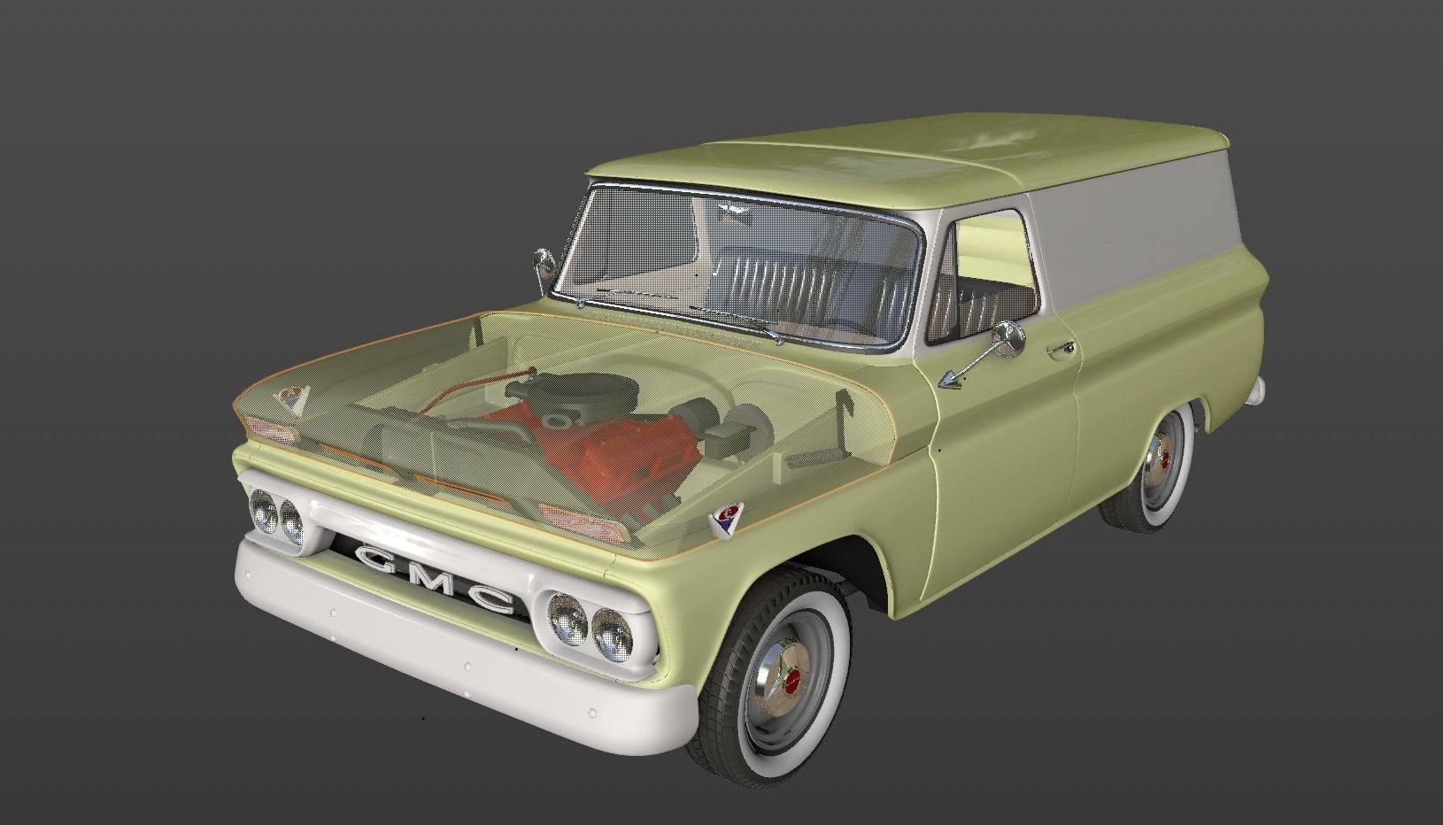 GMC PANEL TRUCK 1964 3D model_19