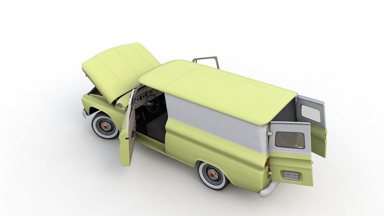 GMC PANEL TRUCK 1964 3D model_12