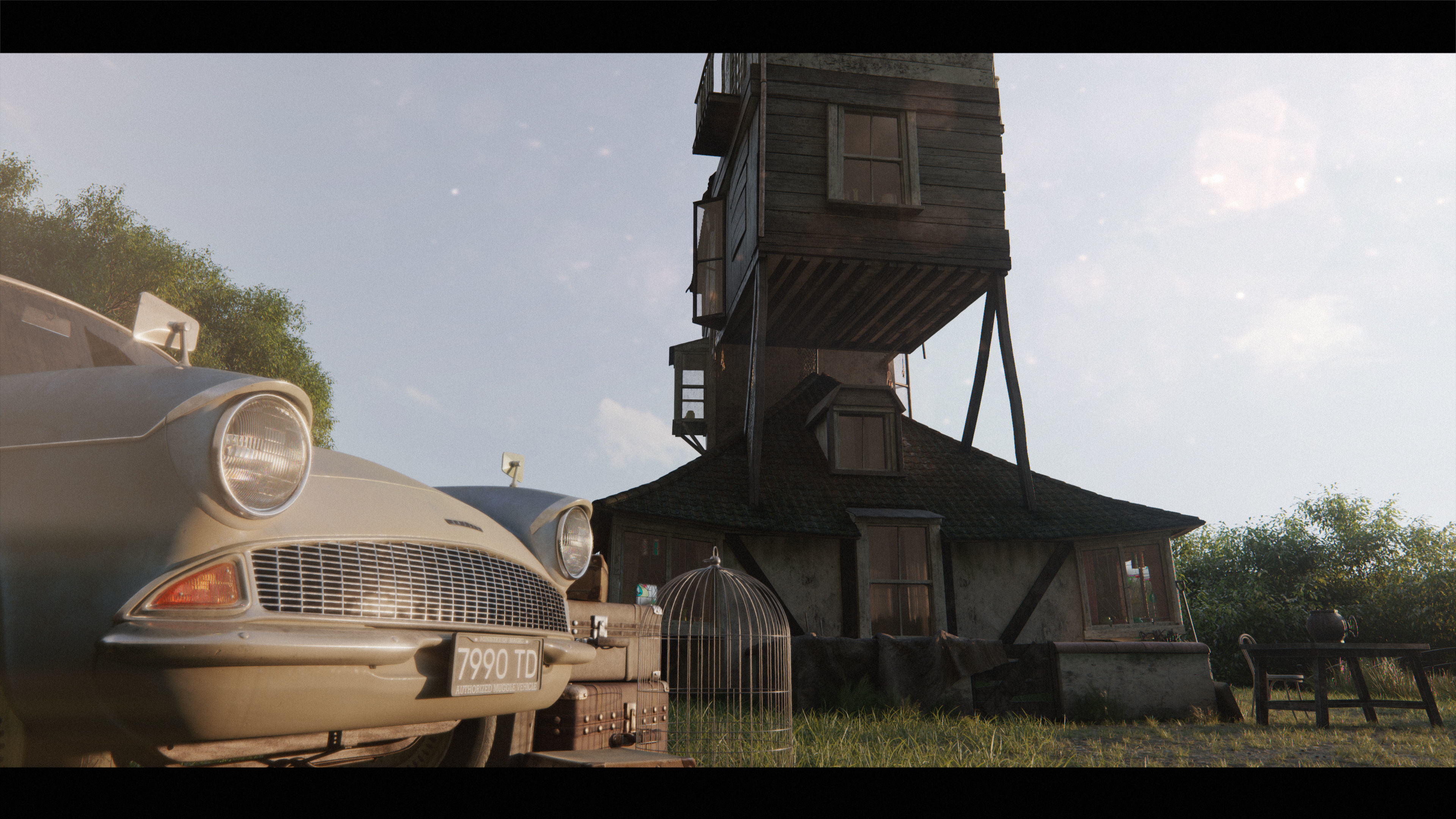 Harry Potter Burrow Weasley Car Environment Quidditch House Low-poly 3D model_37