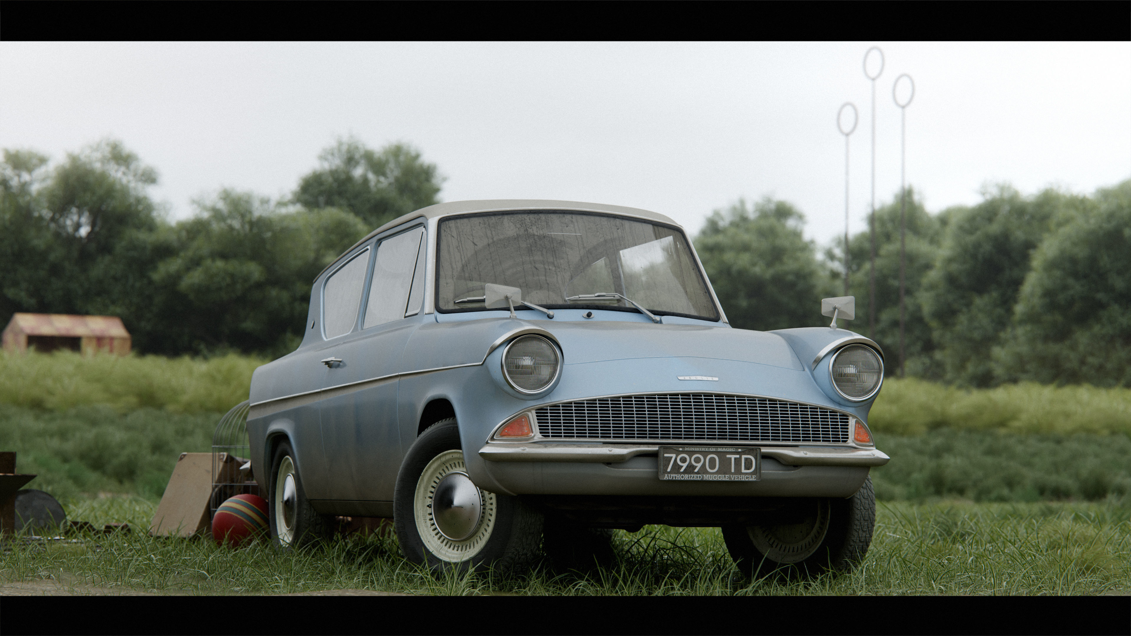 Harry Potter Burrow Weasley Car Environment Quidditch House Low-poly 3D model_21