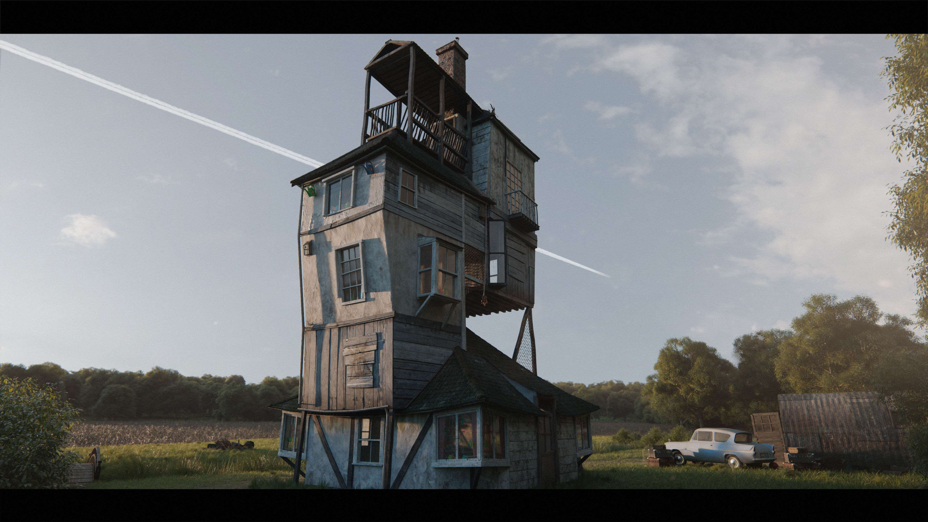 Harry Potter Burrow Weasley Car Environment Quidditch House Low-poly 3D model_30