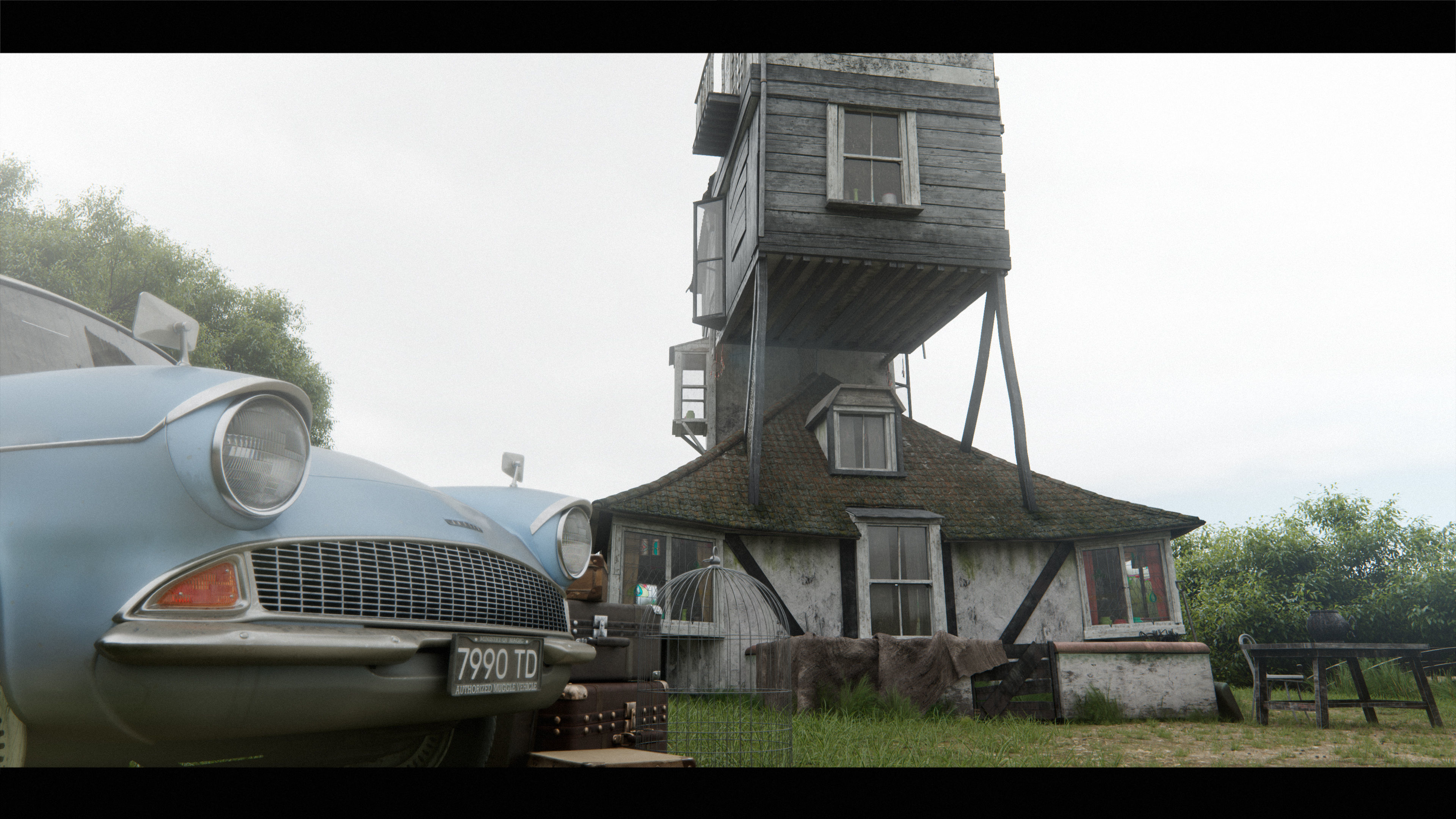 Harry Potter Burrow Weasley Car Environment Quidditch House Low-poly 3D model_7