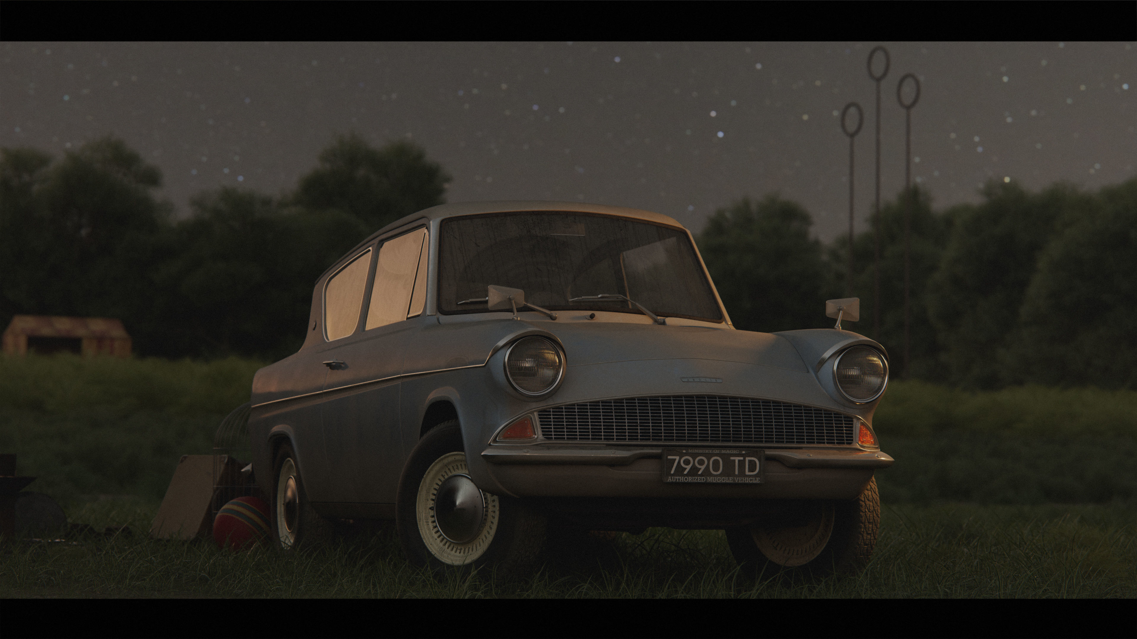 Harry Potter Burrow Weasley Car Environment Quidditch House Low-poly 3D model_22