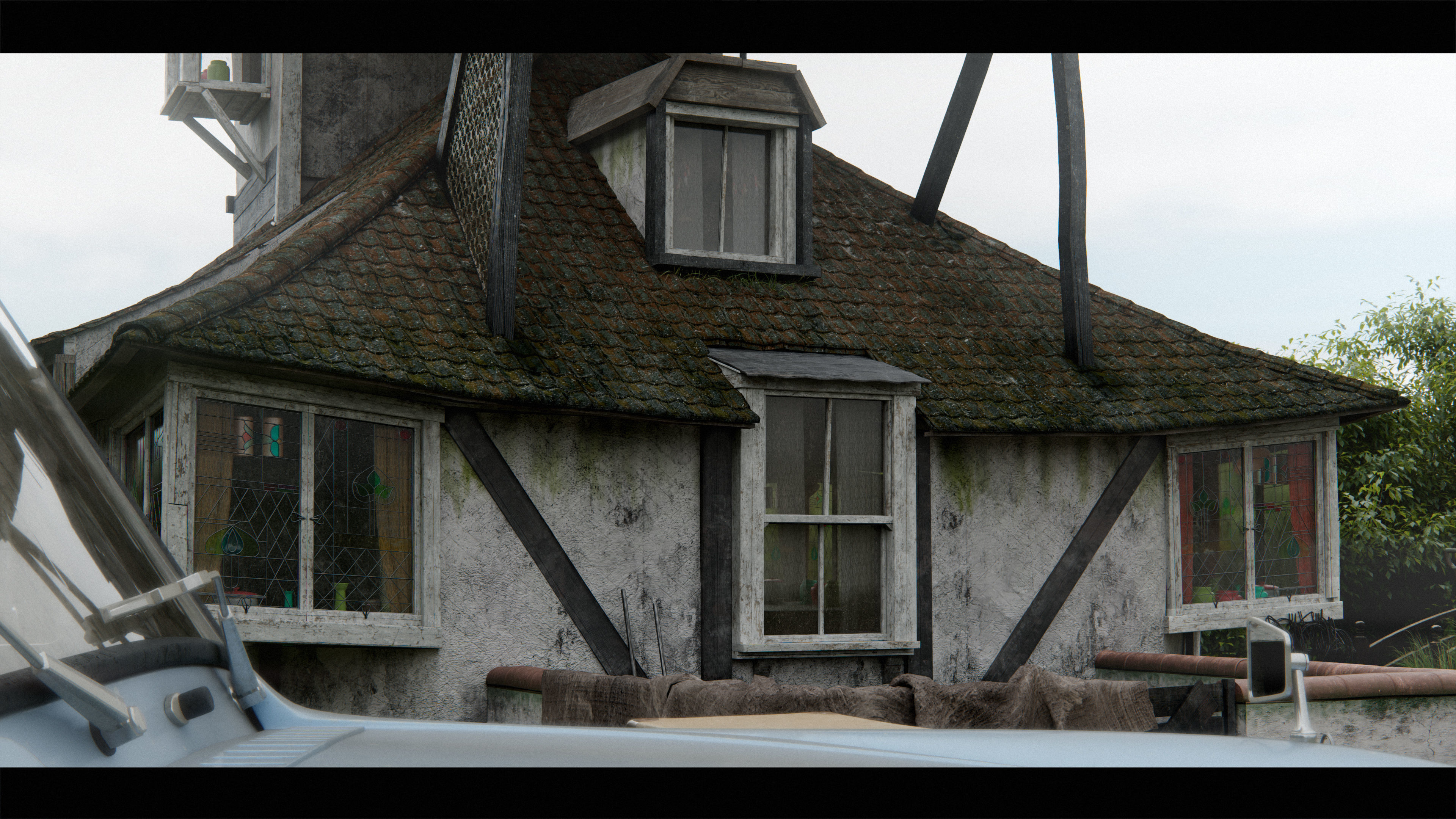 Harry Potter Burrow Weasley Car Environment Quidditch House Low-poly 3D model_17