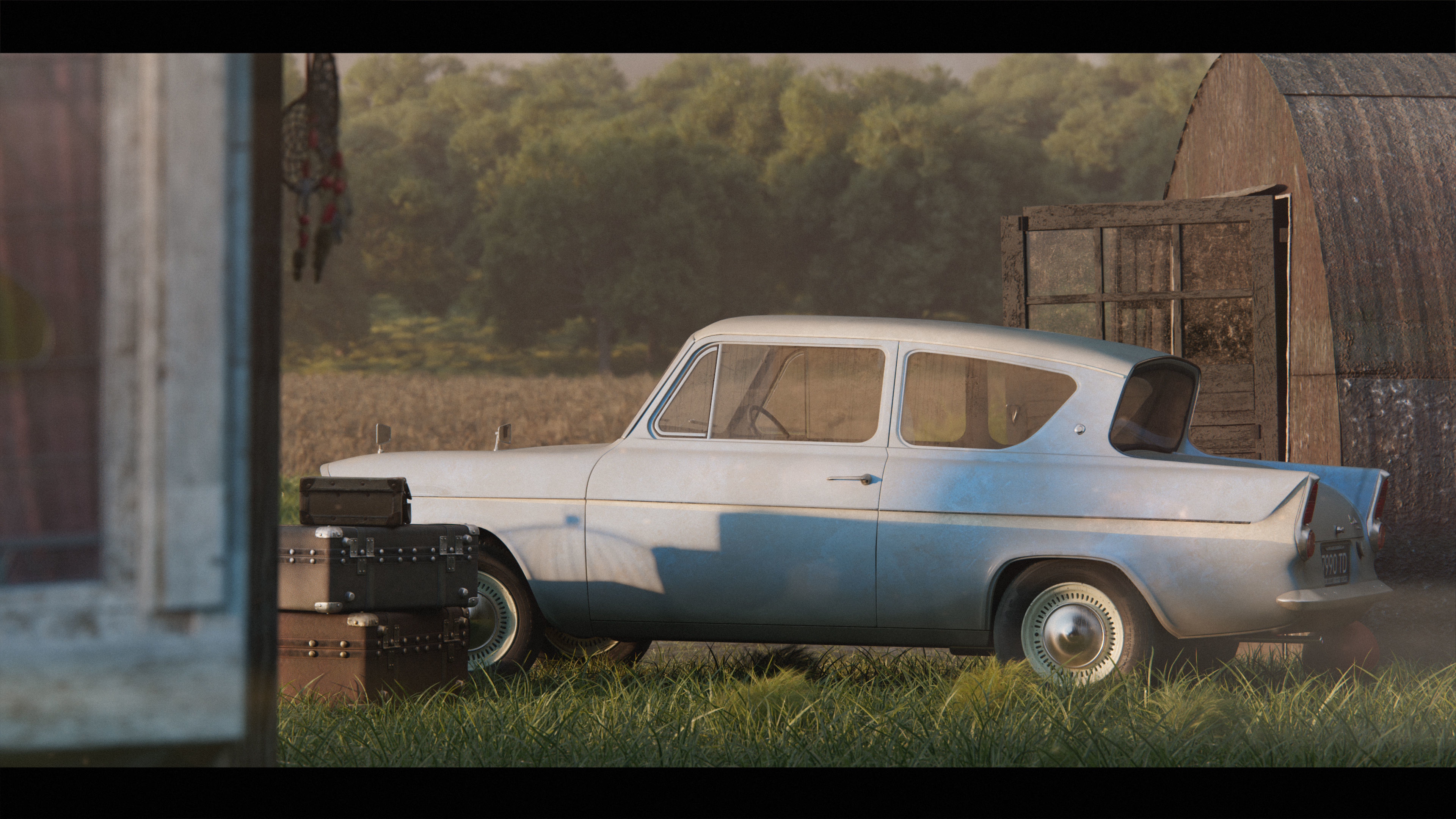 Harry Potter Burrow Weasley Car Environment Quidditch House Low-poly 3D model_34