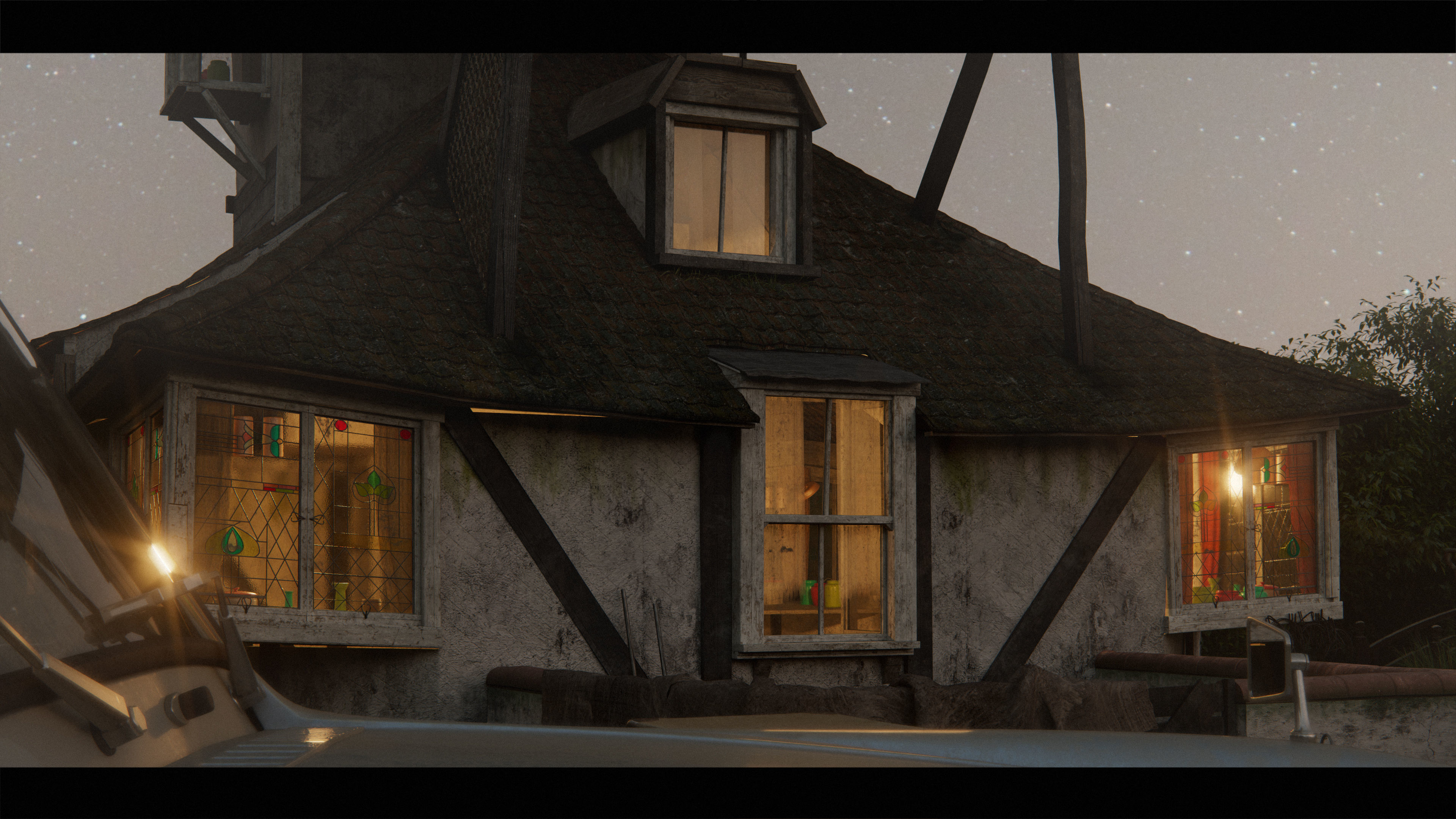 Harry Potter Burrow Weasley Car Environment Quidditch House Low-poly 3D model_18