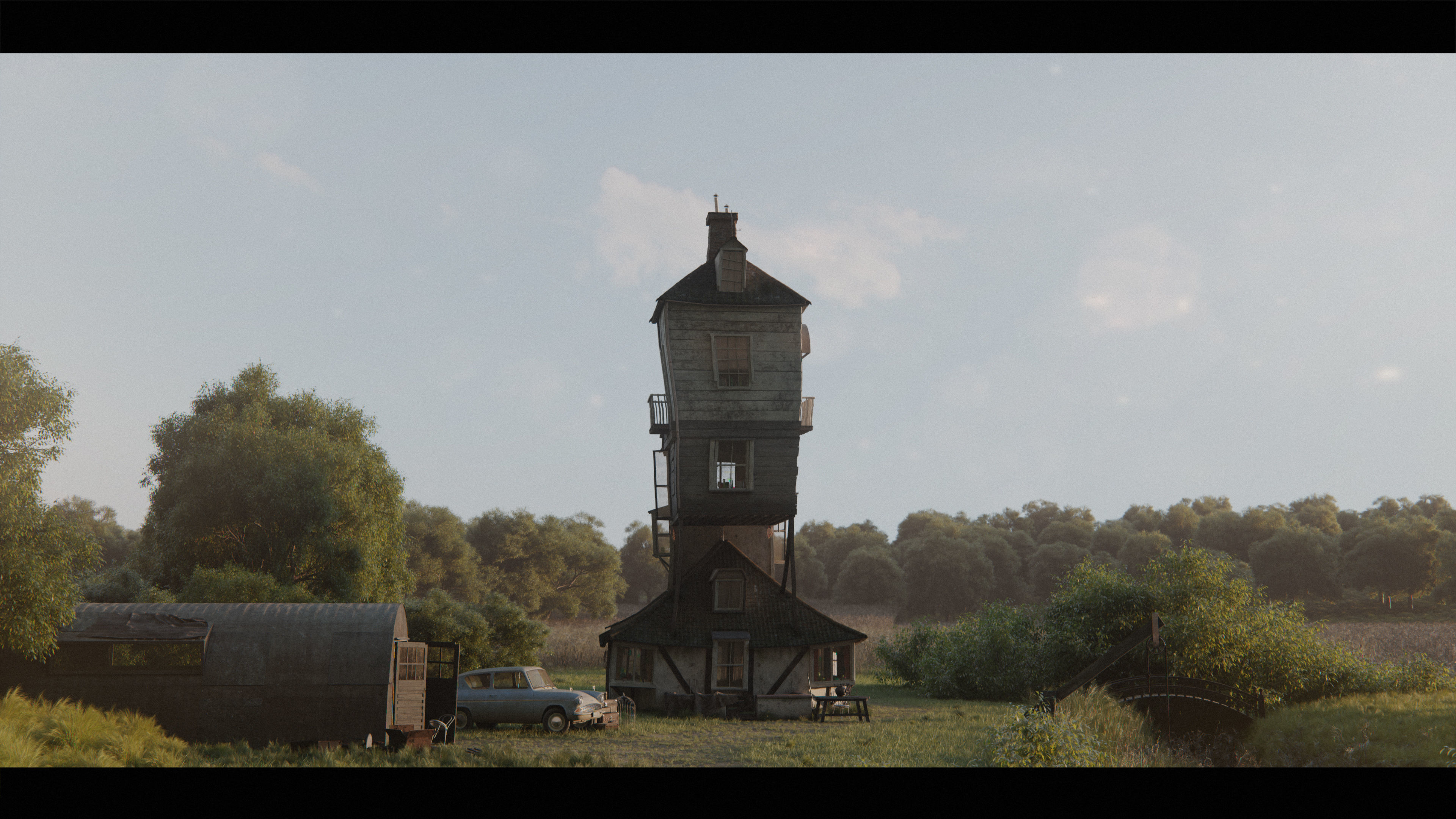 Harry Potter Burrow Weasley Car Environment Quidditch House Low-poly 3D model_32