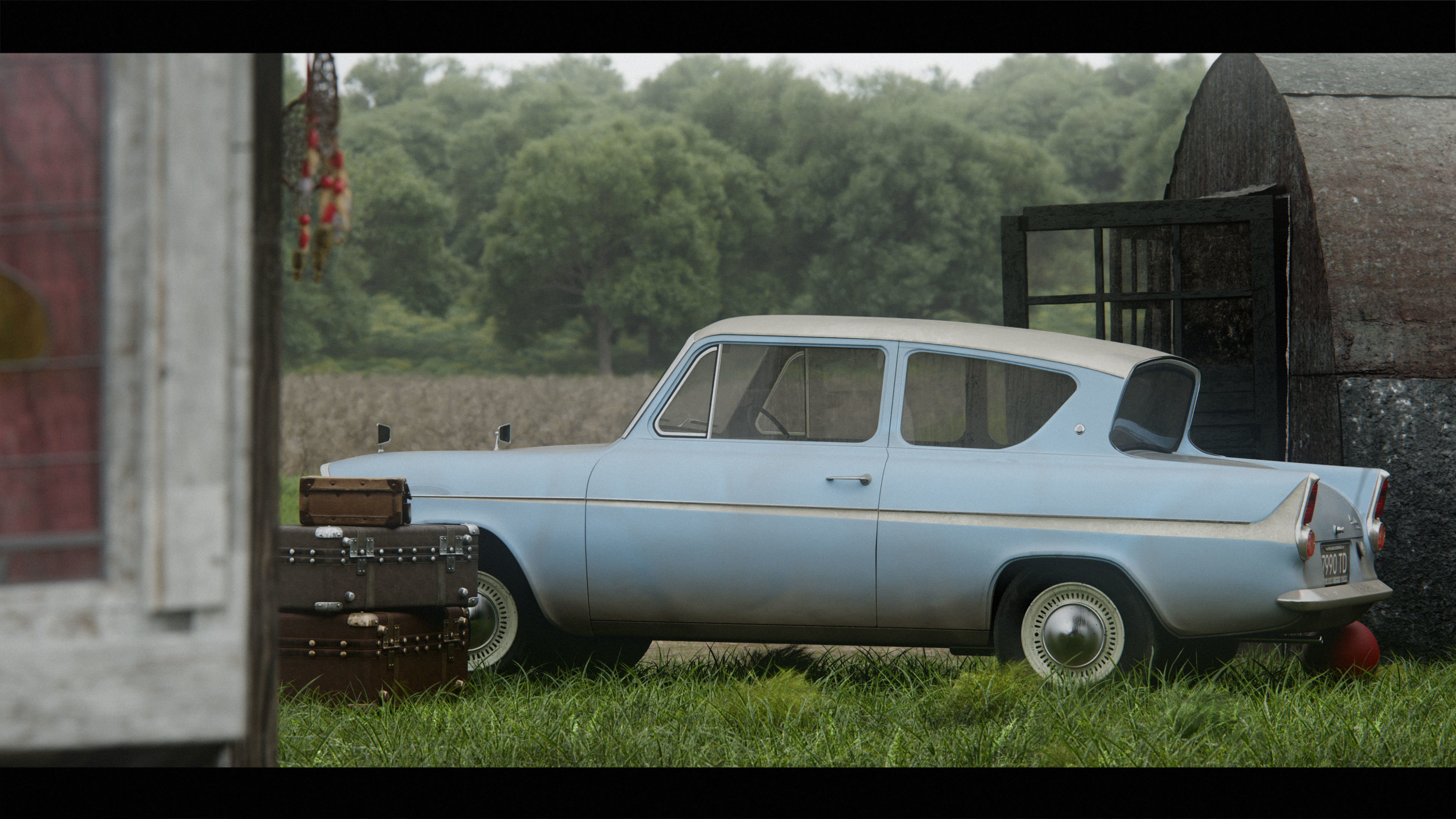 Harry Potter Burrow Weasley Car Environment Quidditch House Low-poly 3D model_11