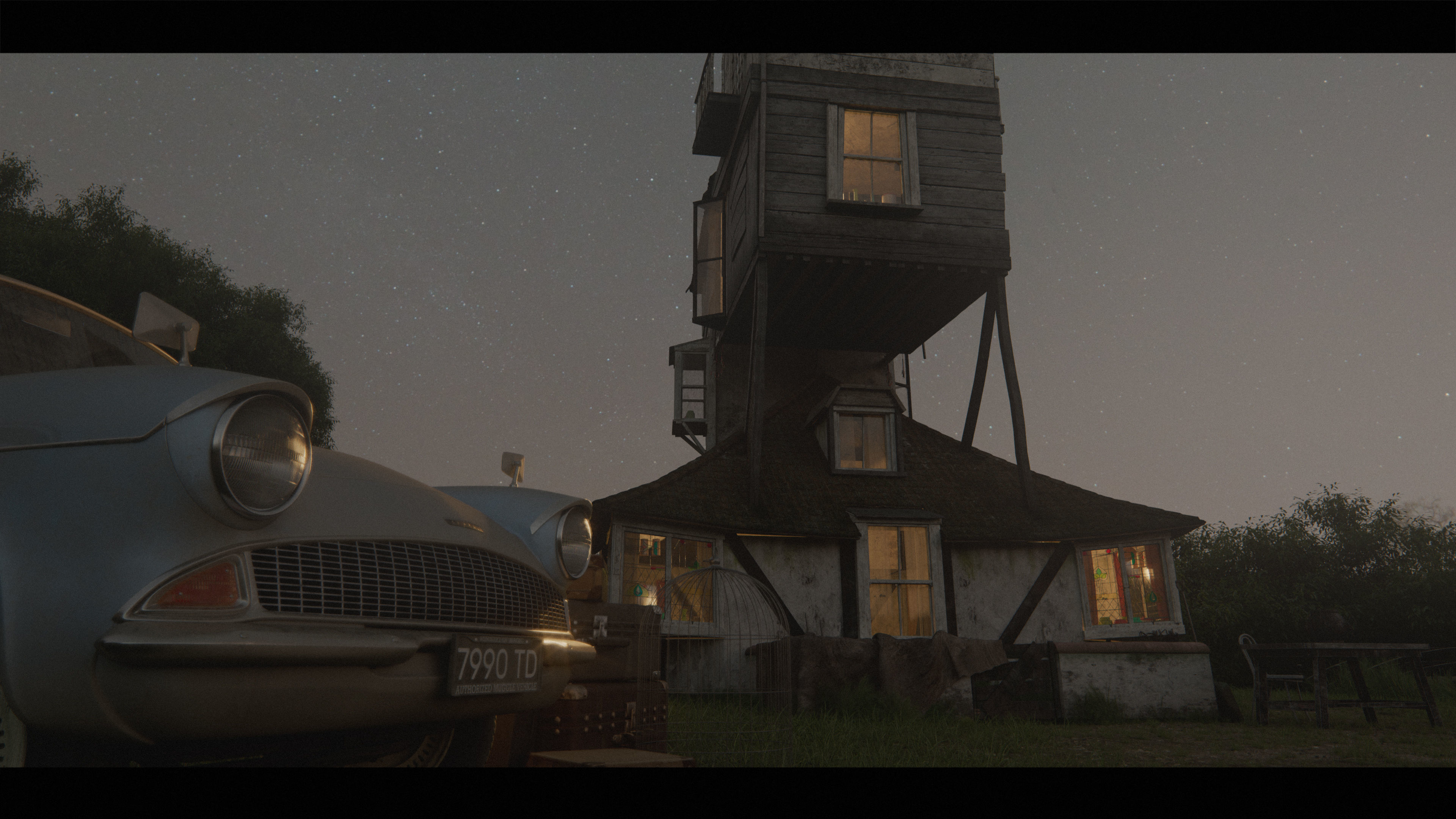 Harry Potter Burrow Weasley Car Environment Quidditch House Low-poly 3D model_8