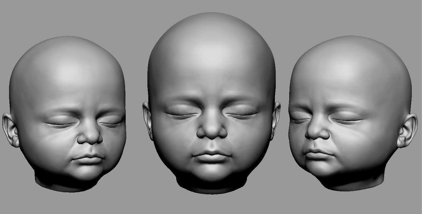 Fetus Head 3d model low-poly and highpoly 3D print model_6