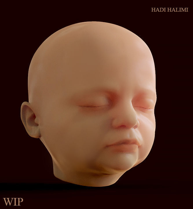Fetus Head 3d model low-poly and highpoly 3D print model_8