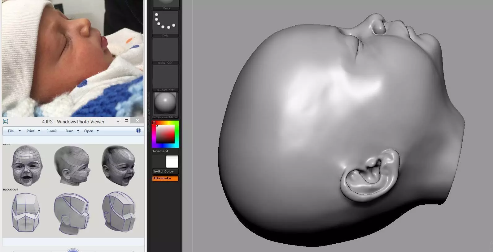 Fetus Head 3d model low-poly and highpoly 3D print model_0