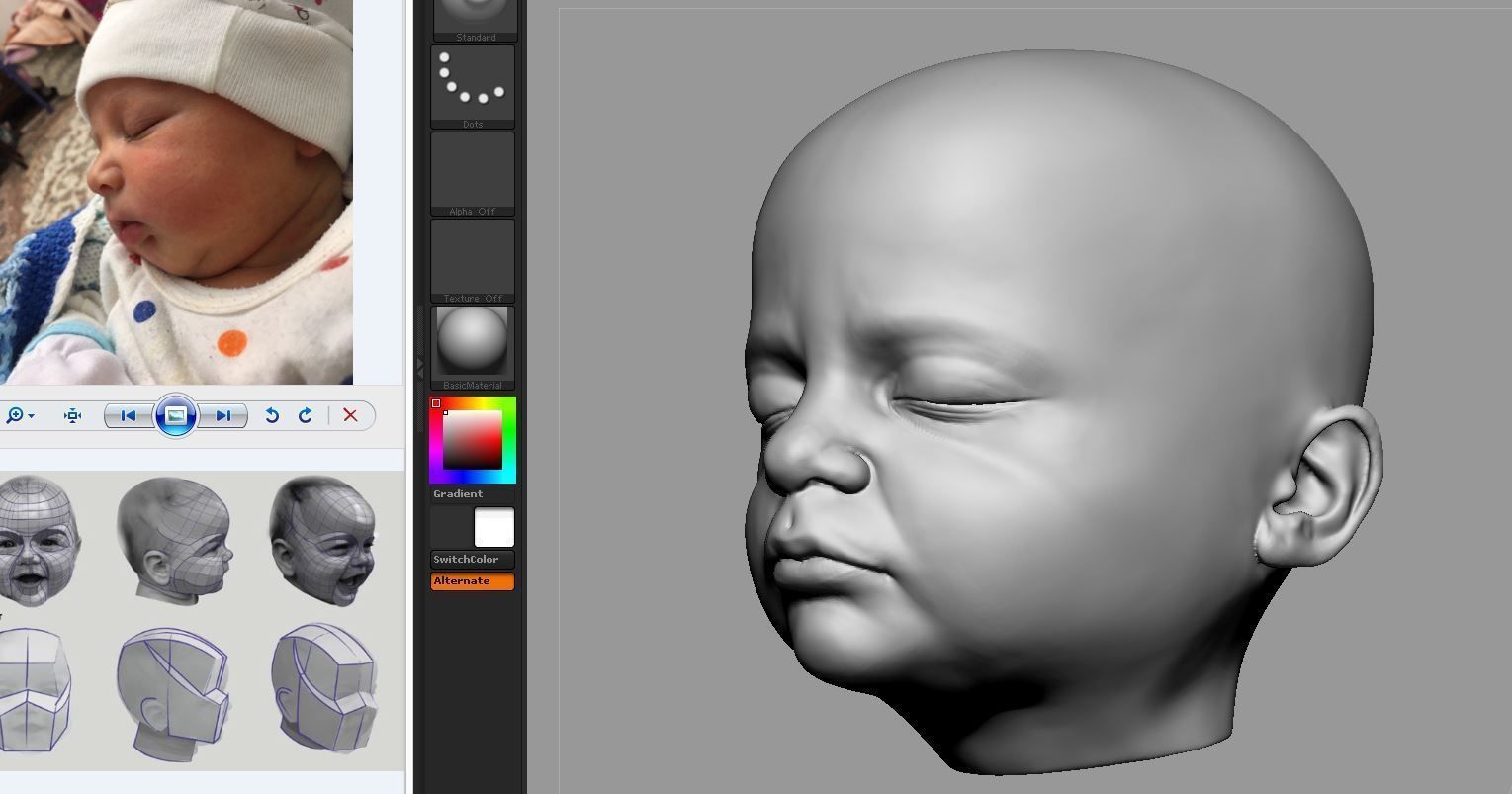 Fetus Head 3d model low-poly and highpoly 3D print model_2