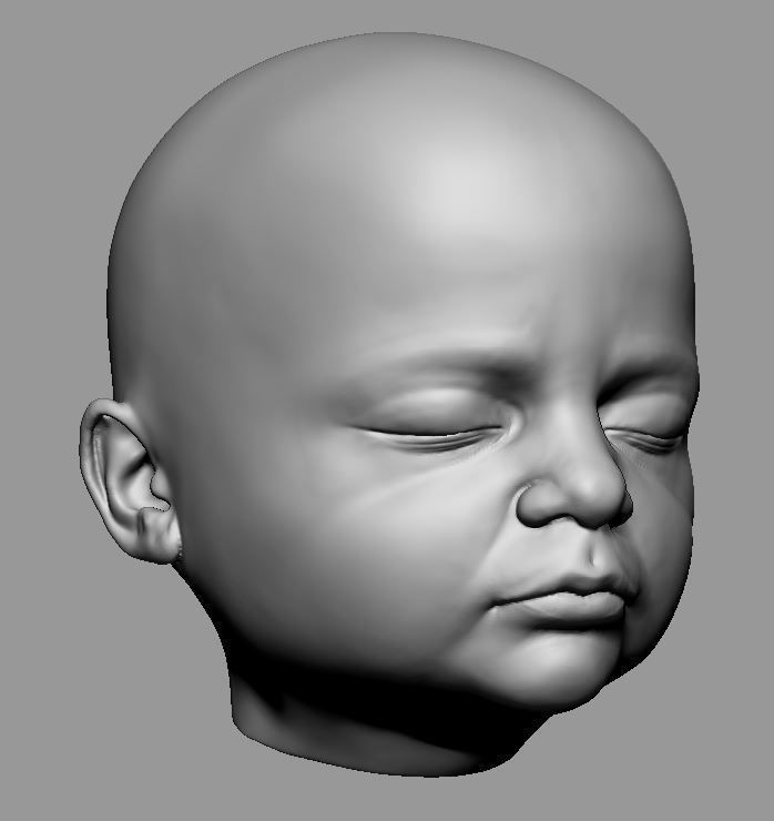 Fetus Head 3d model low-poly and highpoly 3D print model_5