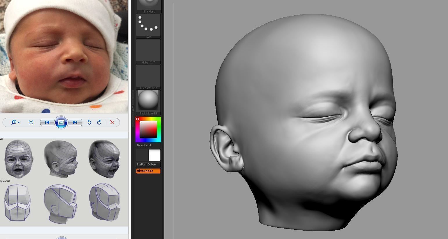 Fetus Head 3d model low-poly and highpoly 3D print model_1