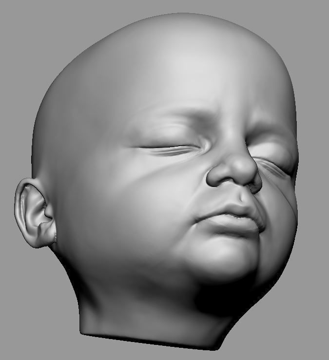 Fetus Head 3d model low-poly and highpoly 3D print model_7