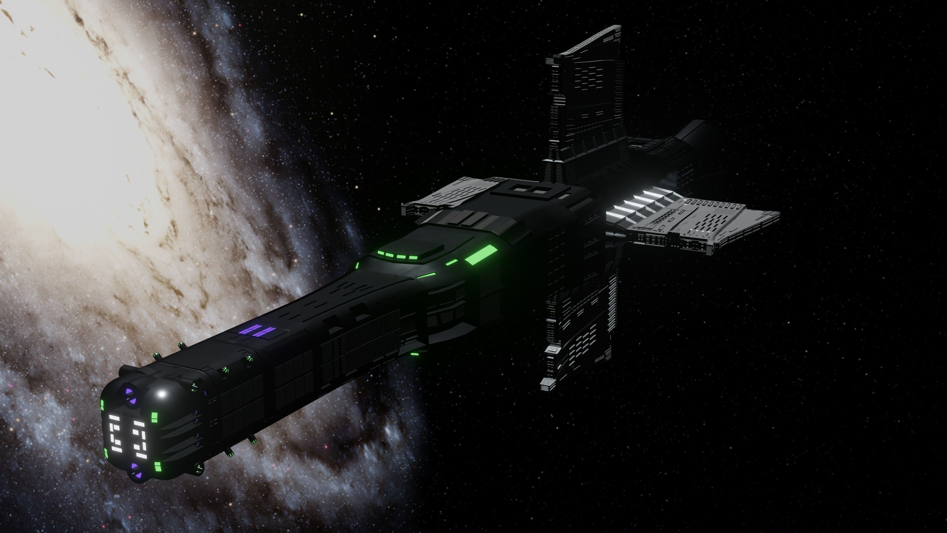 Spaceship star wars with lights 3D model_1