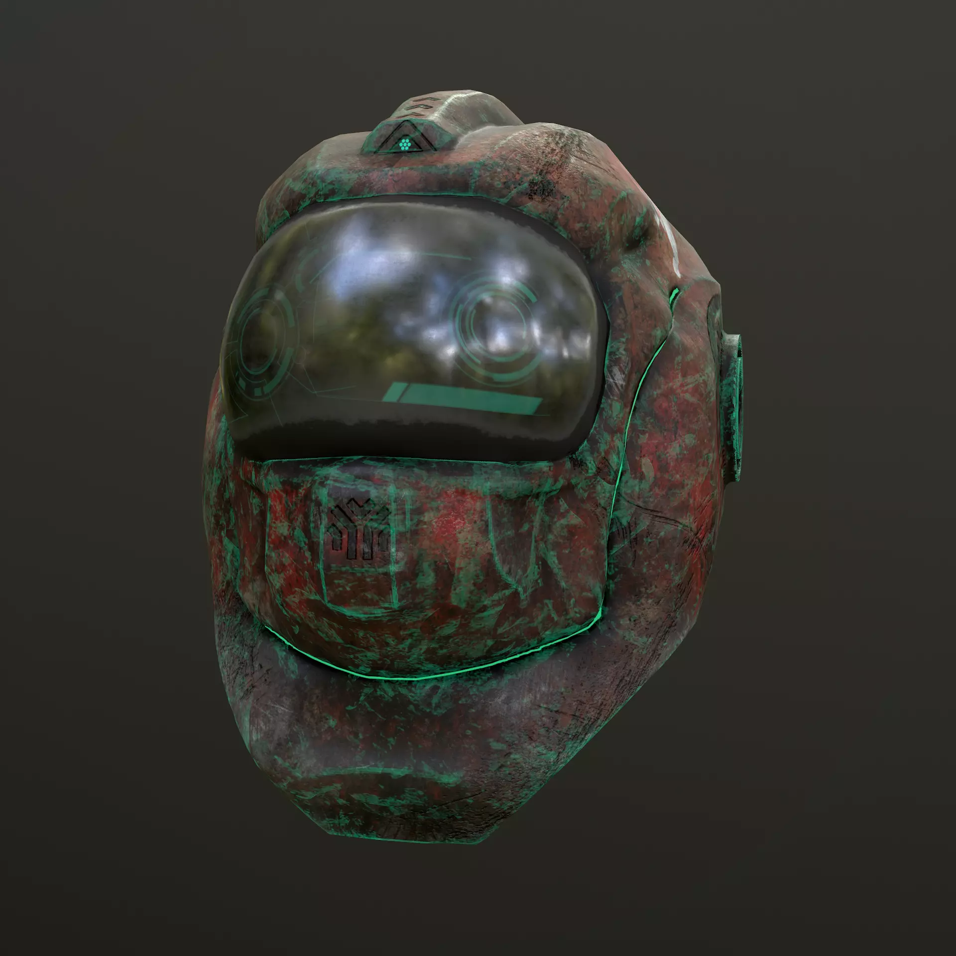 Sci-Fi Alien Helmet Low-poly 3D model_0