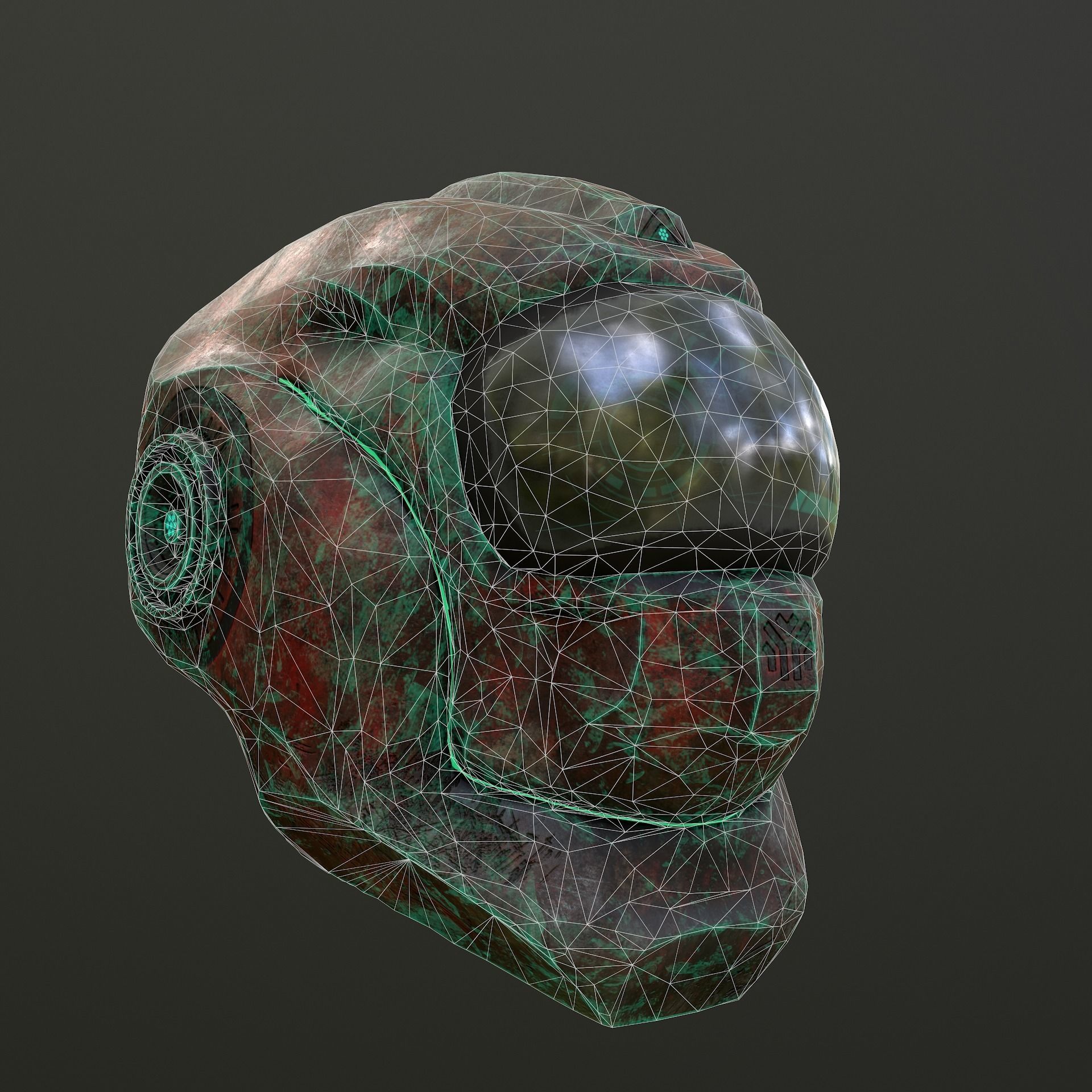 Sci-Fi Alien Helmet Low-poly 3D model_12