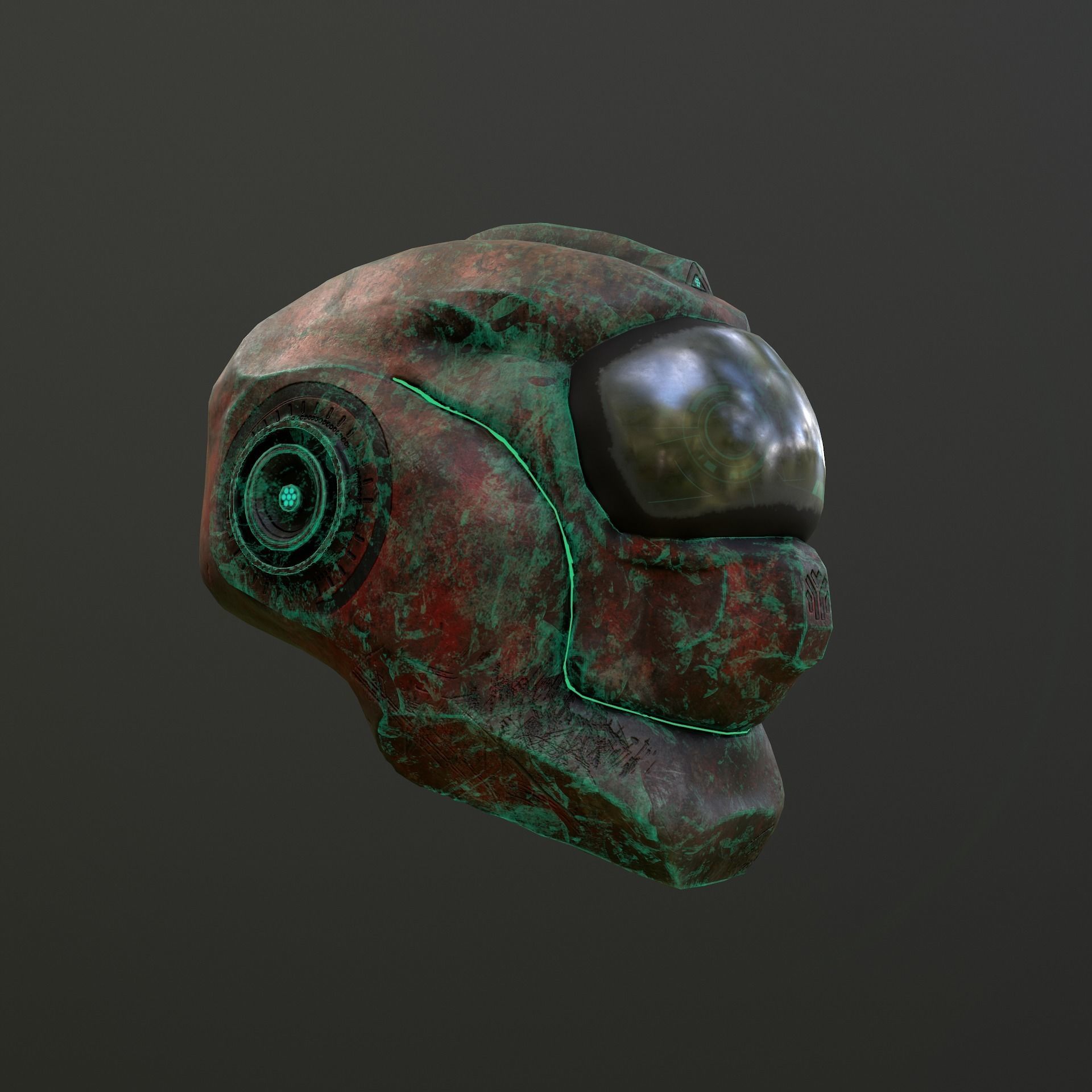 Sci-Fi Alien Helmet Low-poly 3D model_5