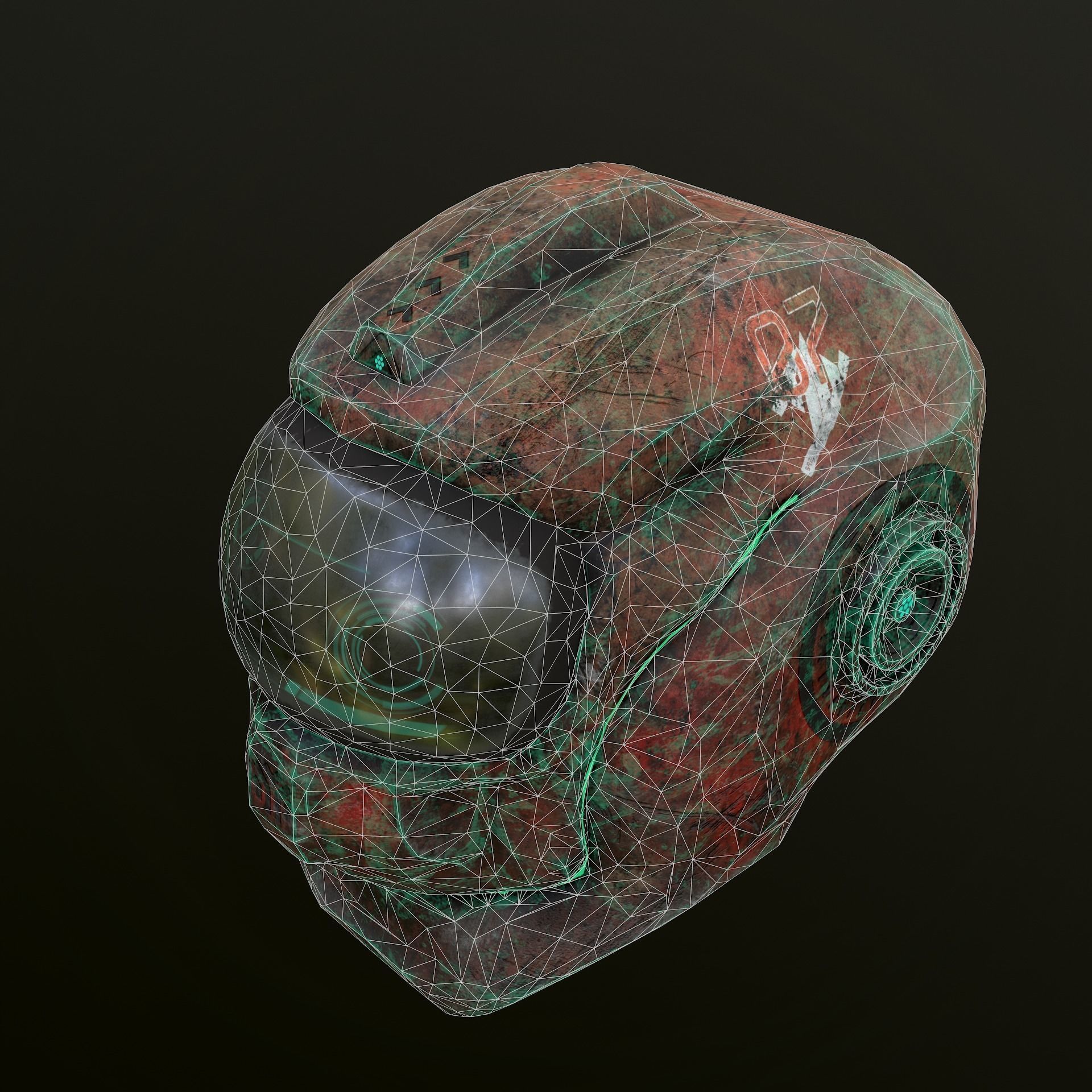 Sci-Fi Alien Helmet Low-poly 3D model_14